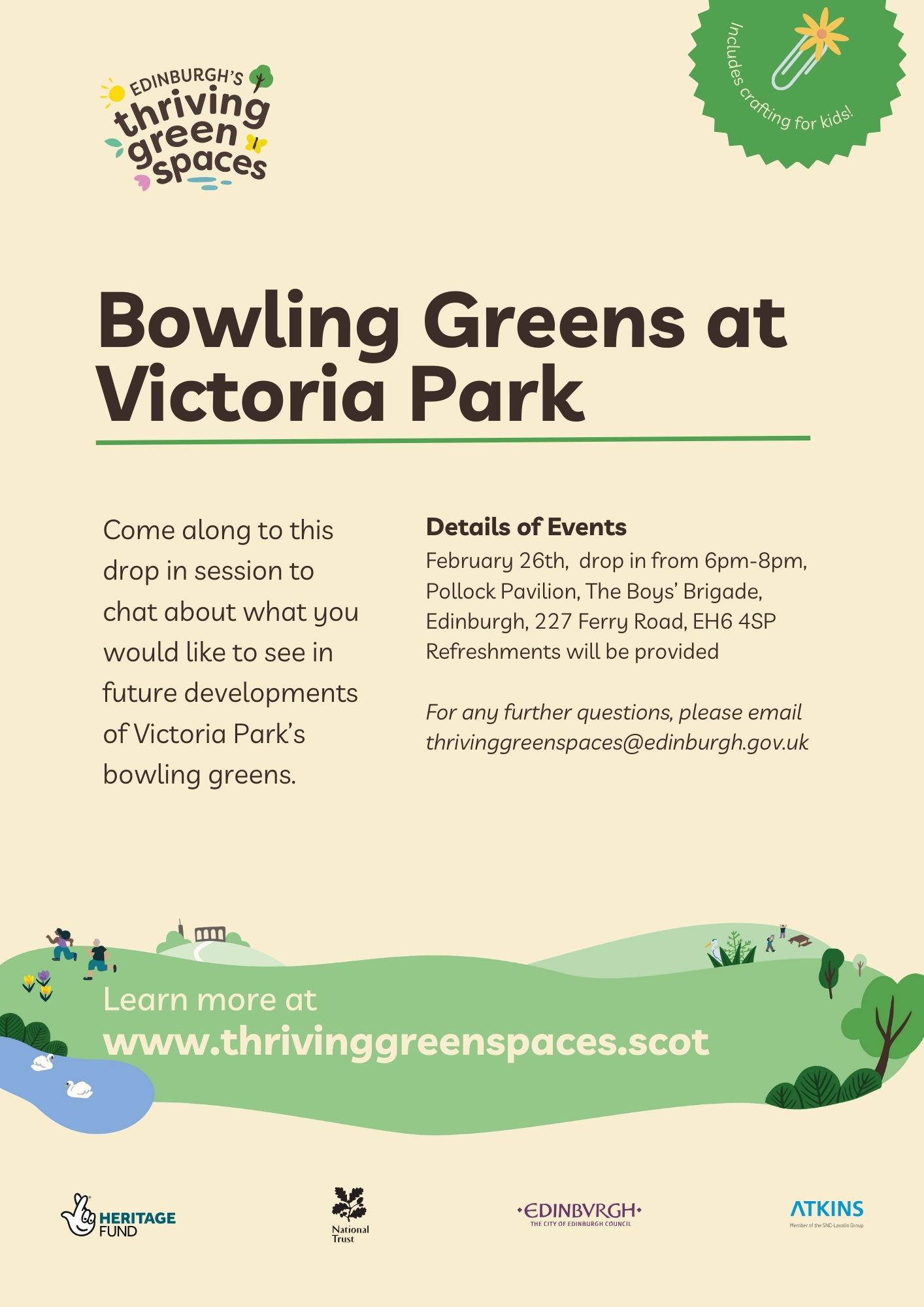 Victoria Park in person consultation, 26th february, Pollock pavillion, 6pm
